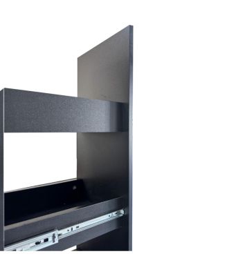 Black Large Slim Storage Cart with Handle & Wheels