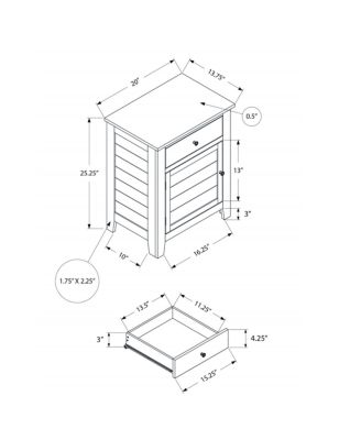 Antique Green Veneer Transitional Nightstand with Storage Drawer