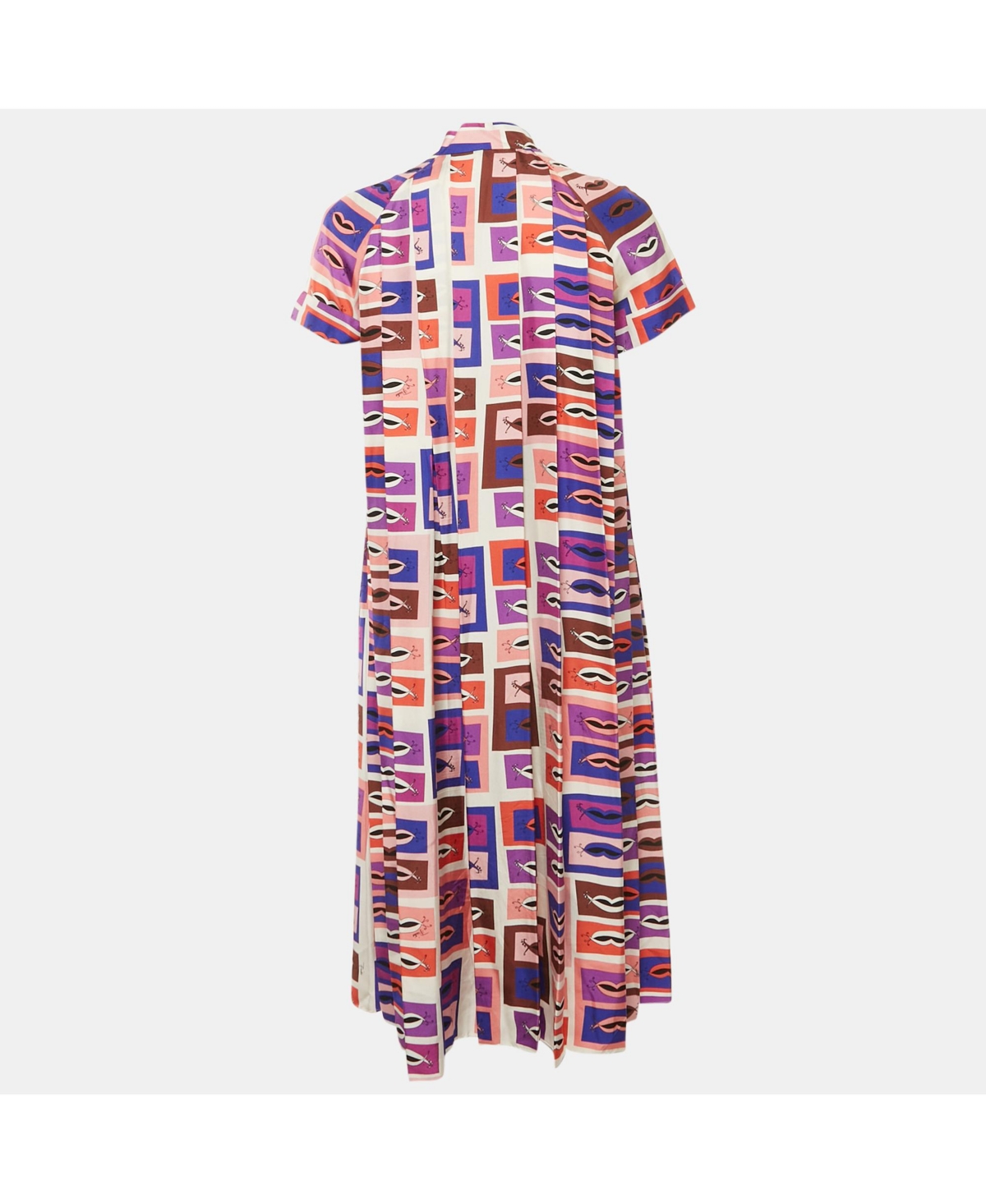 Pre-Owned Emilio Pucci Women's Multicolor Printed Pleated Silk Mini Dress