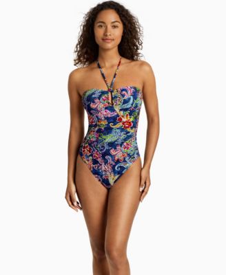 Women's Ring Bandeau Neck One-Piece Swimsuit