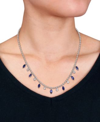 Blue Sapphire (4-7/8 ct. t.w.) and White Sapphire (7/8 ct. t.w.) Necklace in Sterling Silver