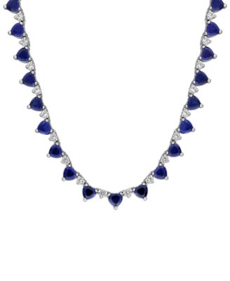 Sapphire (17 ct. t.w.) and White Sapphire (2-1/3 ct. t.w.) Heart Necklace in Sterling Silver