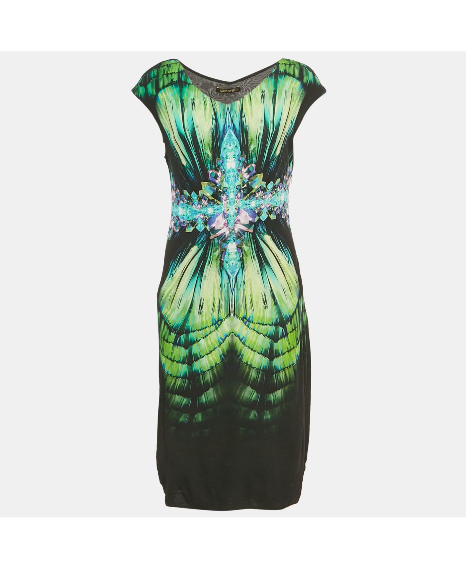 Women's Black Printed Jersey Midi Dress