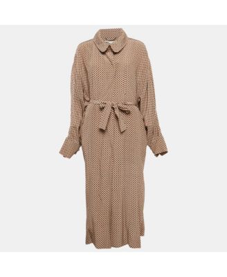 Women's Beige Geometric Print Emily Long Coat