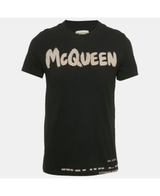 Men's Black Graffiti Logo Printed Cotton T-Shirt