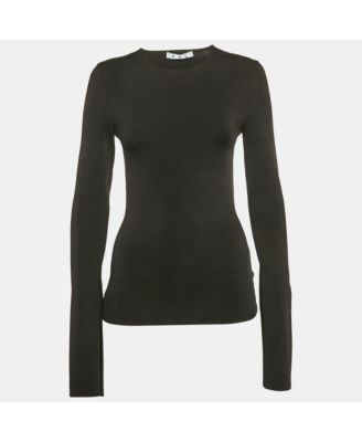 Women's Black Rib Knit Back Open Fitted Top