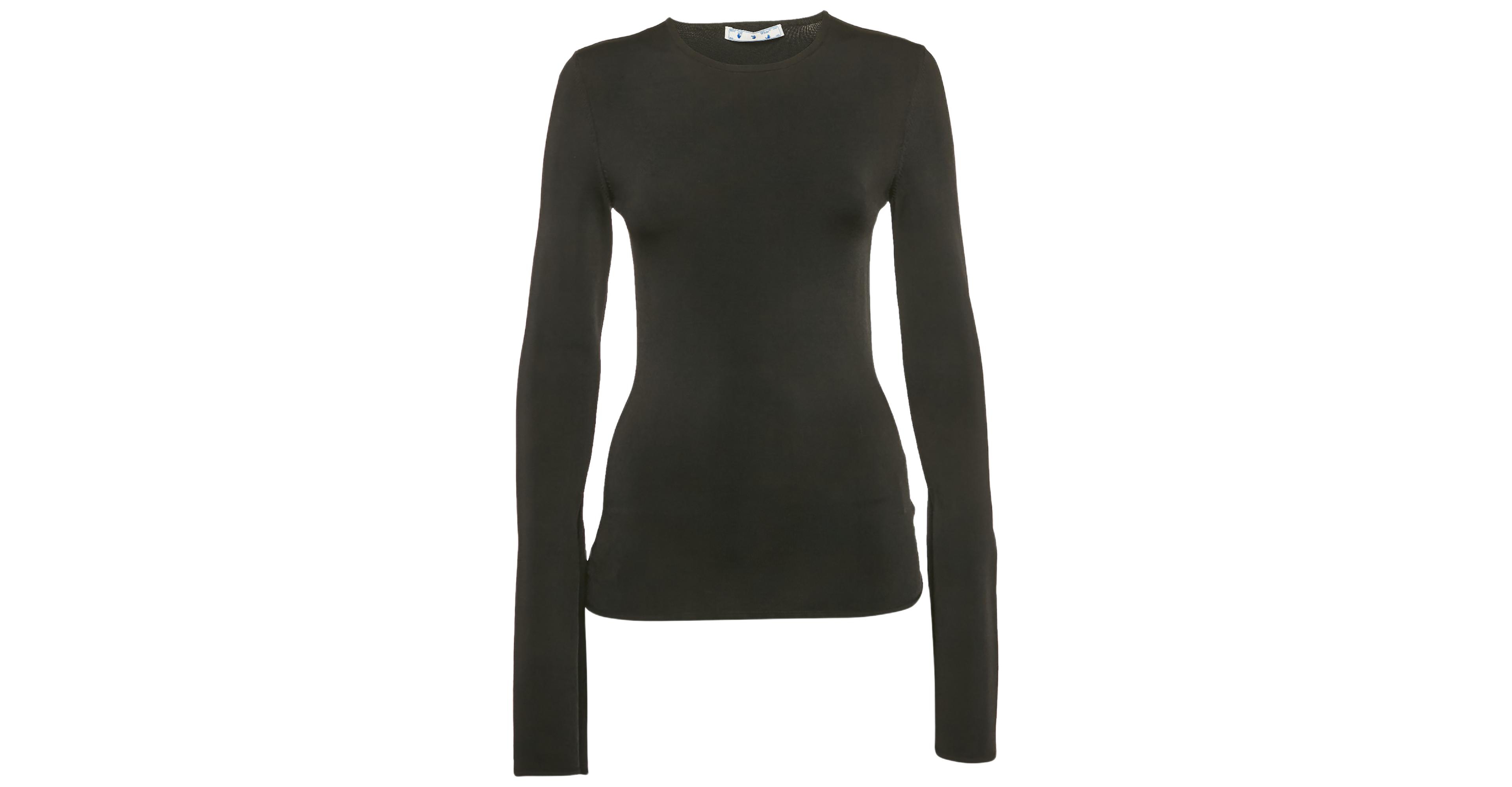 Pre-Owned Off-White Women's Black Rib Knit Back Open Fitted Top