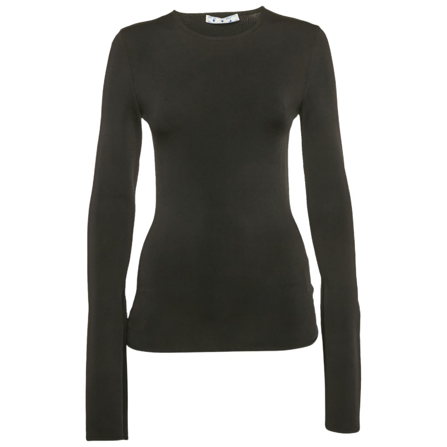 Women's Black Rib Knit Back Open Fitted Top