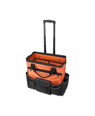 Rolling Tool Bag on Wheels, 110 lb Capacity, 27 Pockets Heavy-Duty Tool Organizer, Telescoping Handle, Stable Base