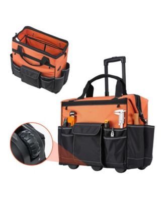 Rolling Tool Bag on Wheels, 110 lb Capacity, 27 Pockets Heavy-Duty Tool Organizer, Telescoping Handle, Stable Base