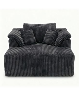 60 in. Oversized Chaise Lounge Chair, No Assembly Boneless Sofa Bed with Deep Seat – Corduroy Cloud Sofa for Living Room, Apartment