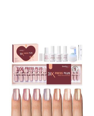 X Press Short Square Cat Eye Press-On Nails Kit, Nude (224 pcs)