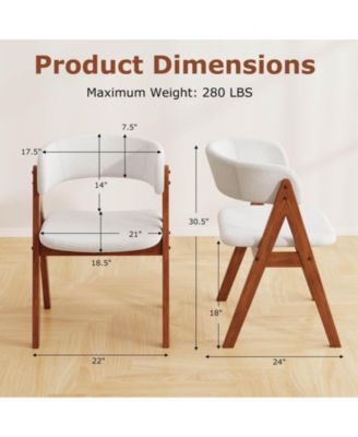 Costway Dining Chairs Mid-Century Upholstered Kitchen Armchairs with Padded Seat