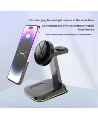 3-in-1 Magnetic Wireless Charger with Charging Port - MagSafe Phone Stand Fast Charging for Phone Earphones, Apple Watch