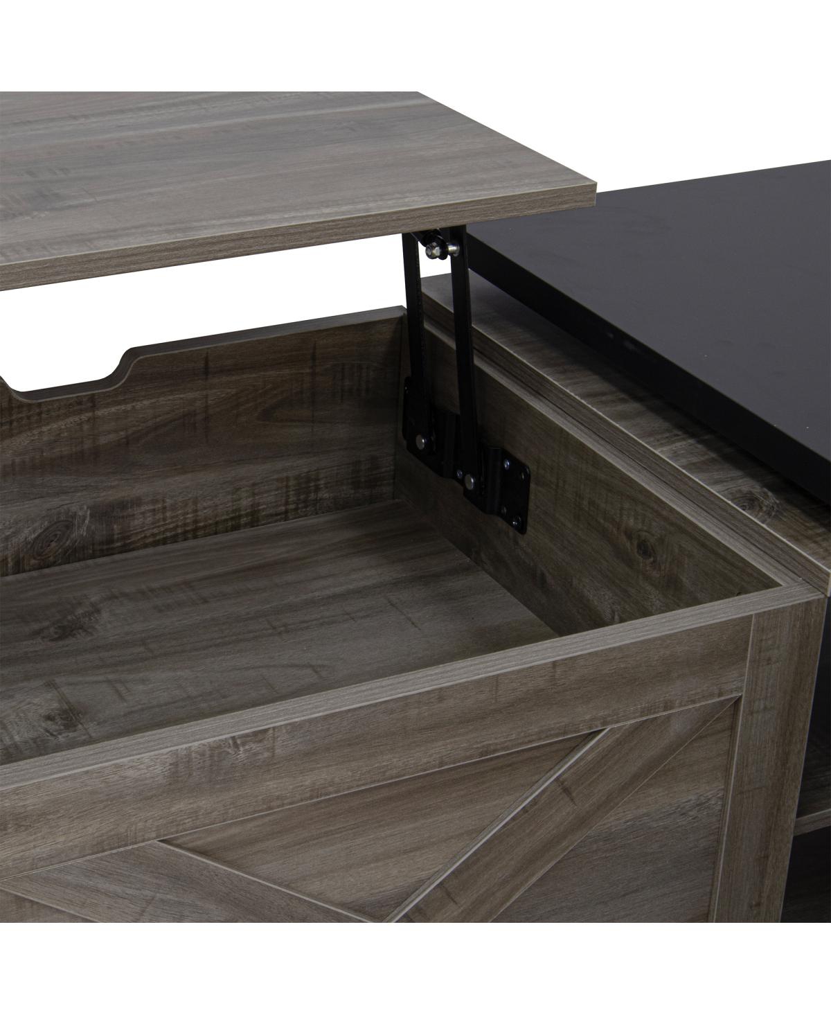 Streamdale Furniture Farmhouse Lift Top Coffee Table with Barn Doors & Hidden Storage
