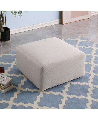 Beige Chenille Sofa Ottoman, 29.92" L x 29.92" W x 16.73" H