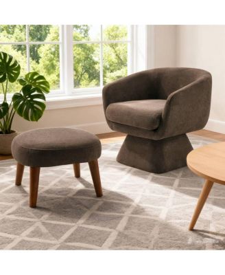 Lazy Chair with Ottoman, Modern Lounge Accent Chair, Upholstered Reading Chair