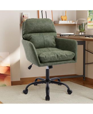 Streamdale Office chair, Black PU leather, adjustable height, green