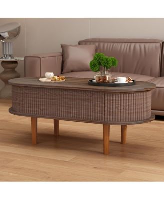 Fluted Lift Top Coffee Table with Hidden Compartment