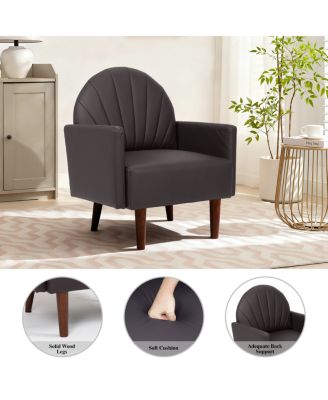 Streamdale Shell armchair with PU leather and wooden legs