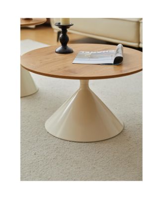 Elegant Double Cone Coffee Table Set with Wood Veneer Tops