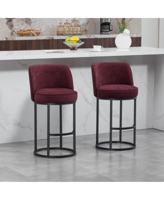 Streamdale Counter Height Bar Stools Set of 2, Modern Barrel Counter Stools with Backrest