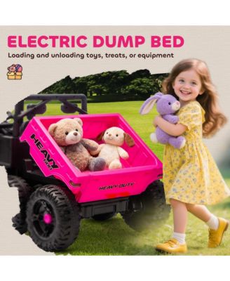 24V 4WD Kids Ride On Car with 6 Wheels and Dump Bed,