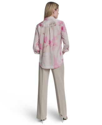 Petite Woven Roll Tab Button-Front Shirt