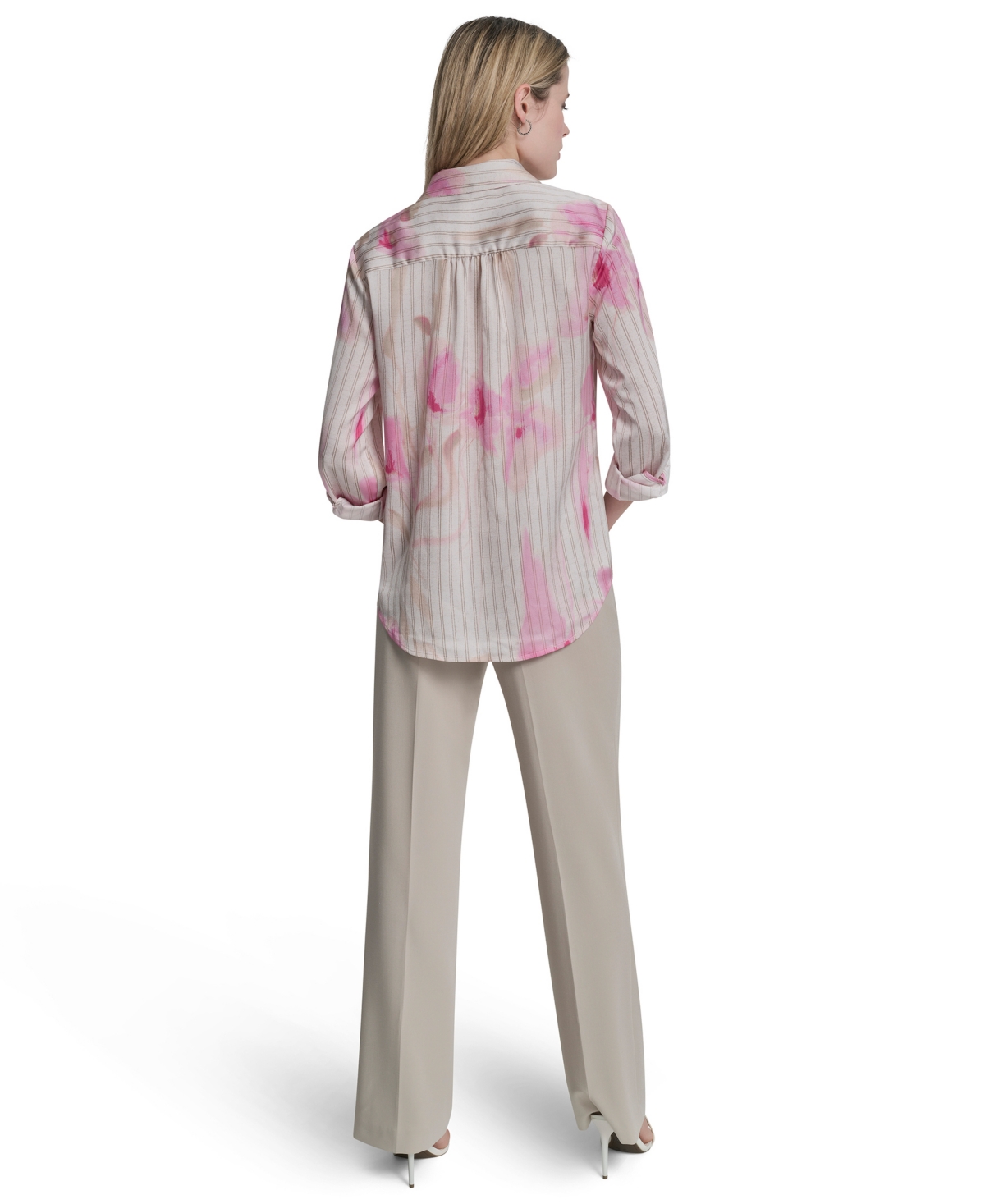 Dkny Petite Woven Roll Tab Button-Front Shirt