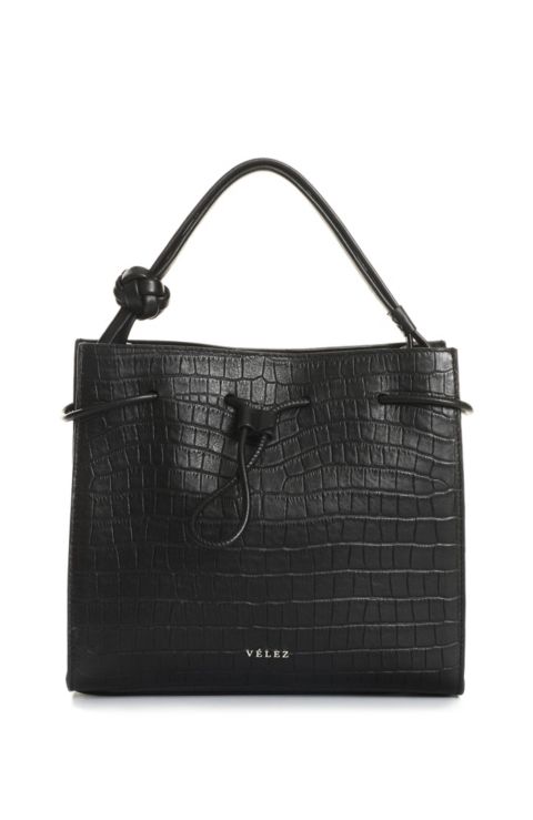Женская сумка Velez Aromia Embossed Leather Bowling, цвет: Чёрный