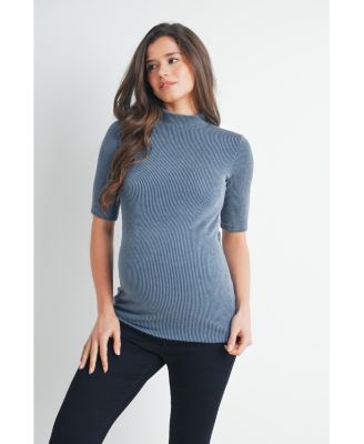 Maternity Ribbed Mock Neck Top