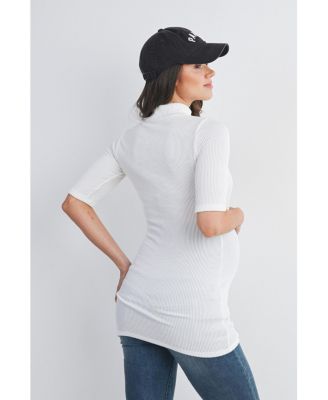 Maternity Ribbed Mock Neck Top