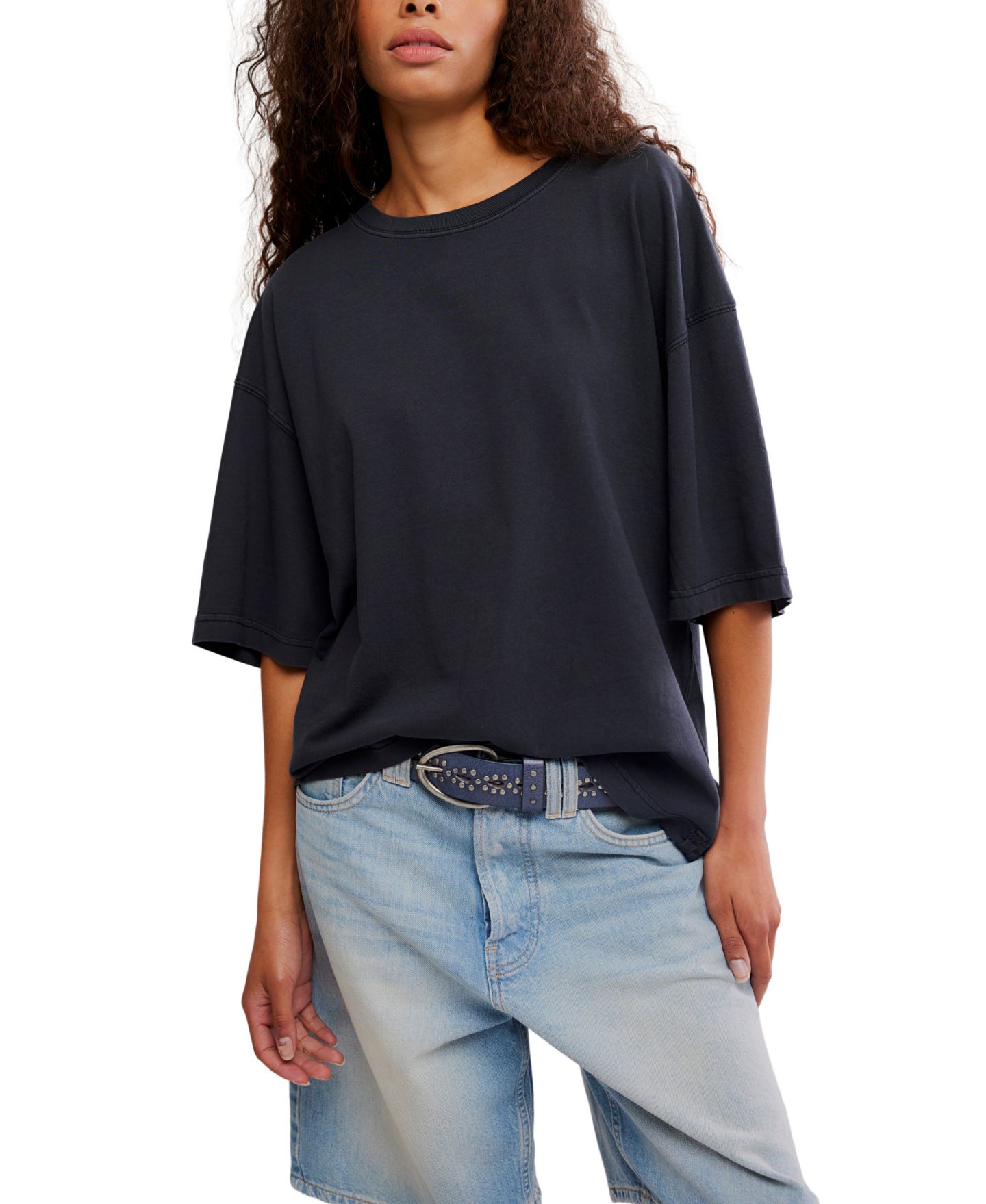 Женская футболка Free People Perfect Oversized Crewneck, цвет: Чёрный — фото 1