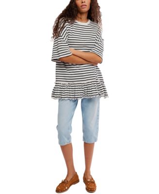 Women's Why Yes Striped Crew Neck Top