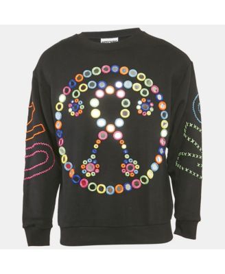 Men's Couture Black Mirror Embroidered Cotton Crew Neck Sweatshirt