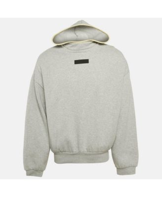 Men's Grey Logo Patch Cotton Hoodie