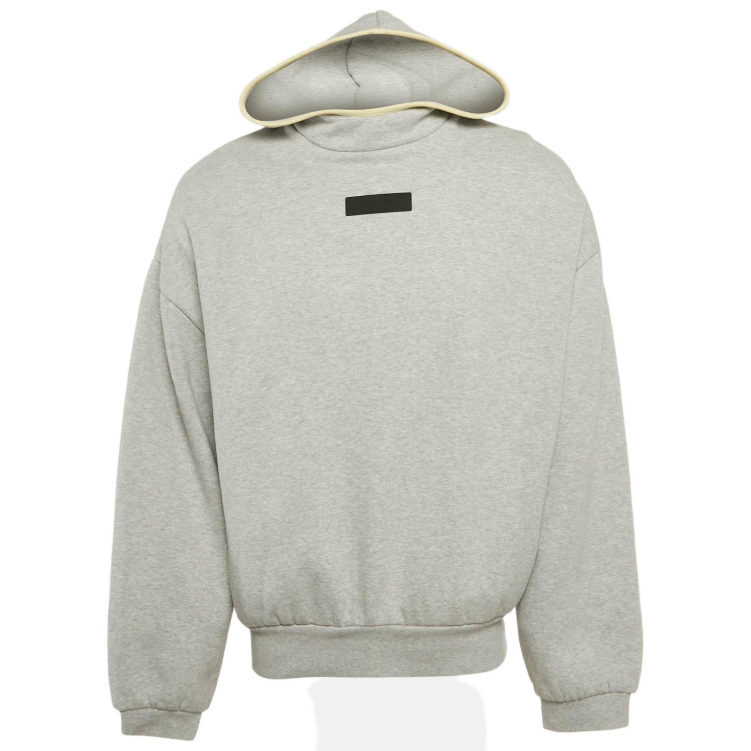 Men's Grey Logo Patch Cotton Hoodie