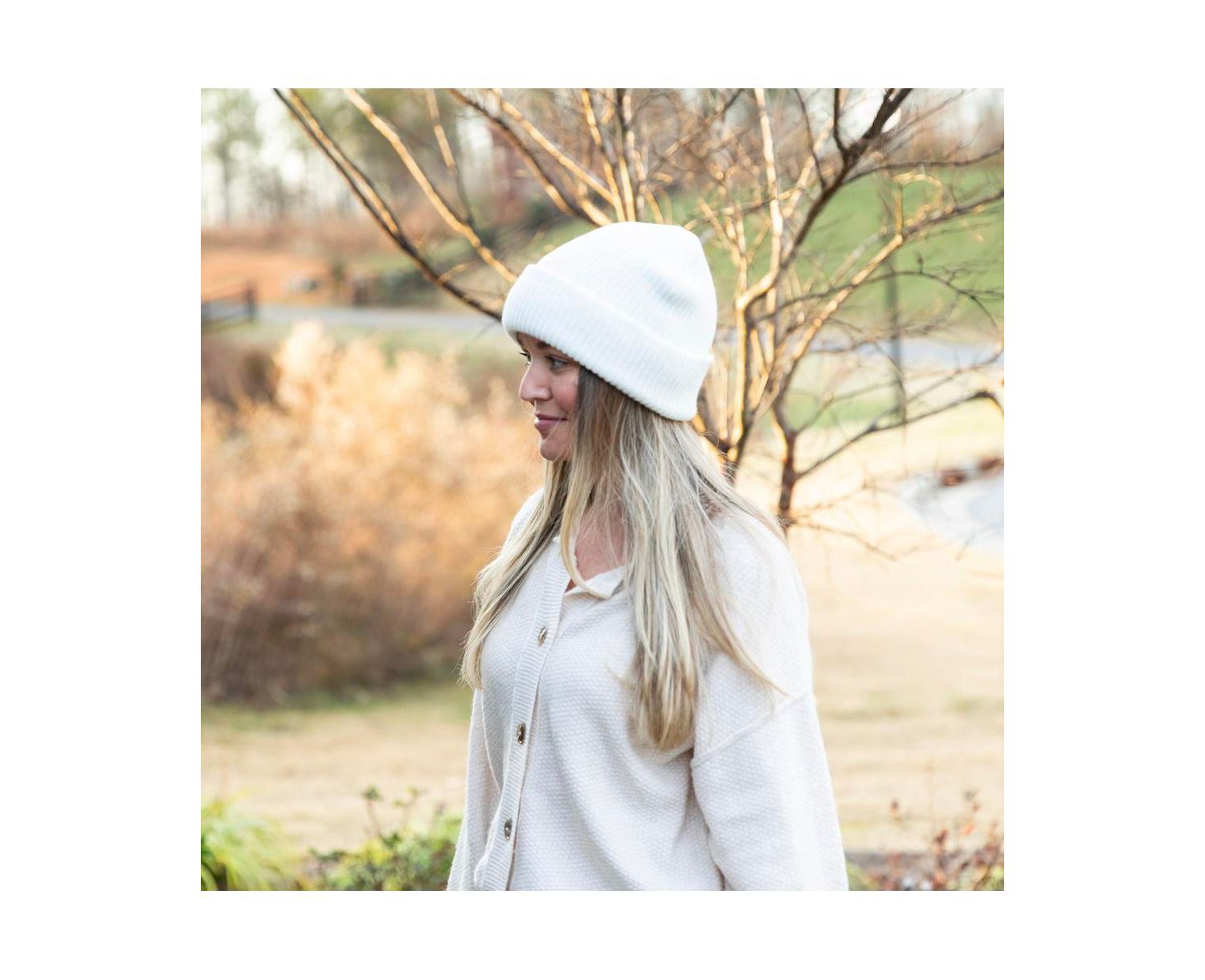 Women's Classic Ribbed Knit Beanie - Ivory