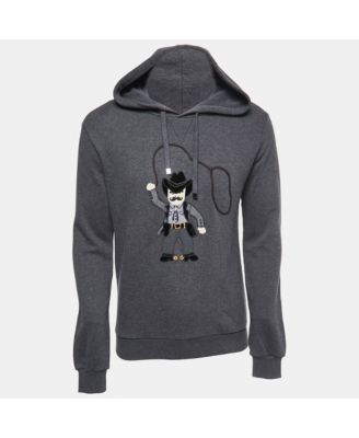 Men's Grey Cowboy Patch Cotton Hoodie