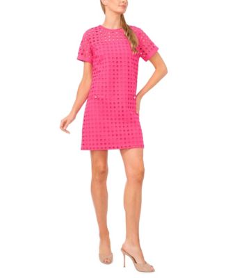 Women's Circle Eyelet Crewneck Shift Dress