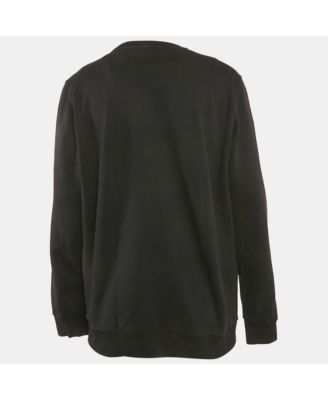 Men's Black Doberman Print Cotton Crewneck Sweatshirt