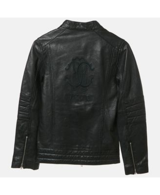 Men's Black Leather Zip Up