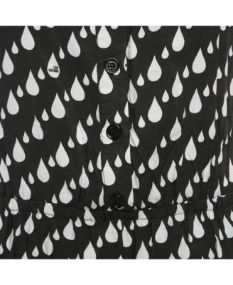 Women's Black Drop Print Short Sleeved Playsuit