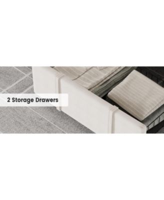 Upholstered Platform Bed Frame with Diamond Button Tufted Headboard &acirc;€“ 2 Spacious Storage Drawers &acirc;€“ Bedroom - Full