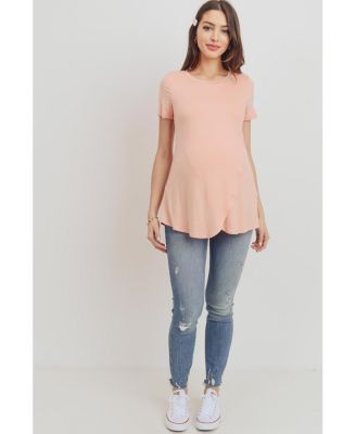 Maternity Short Sleeve Layered Wrap Nursing Top