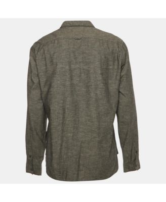 Men's Brit Dark Grey Cotton Blend Button Front Shirt
