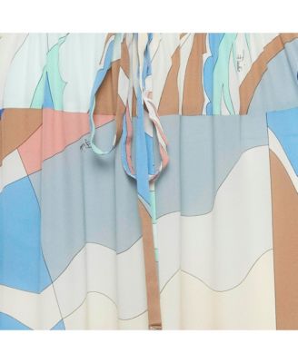 Women's Multicolor Printed Silk Sheer Maxi Skirt