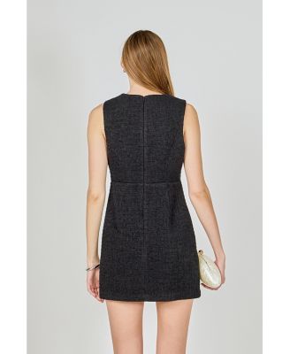 Women's Pearl Bow Mini Dress