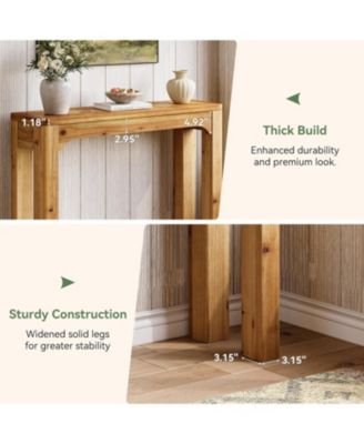 Solid Wood Console Table for Entryway, 41.3-Inch Farmhouse Sofa Table Behind Couch, Natural