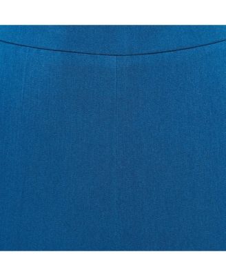 Women's Blue Crepe And Rib Knit Trim Joggers